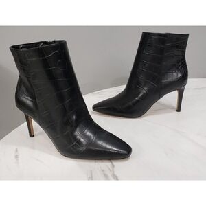 NEW NO BOX VINCE CAMUTO Allost Size 8 Black Crocodile Print Leather Women Boots